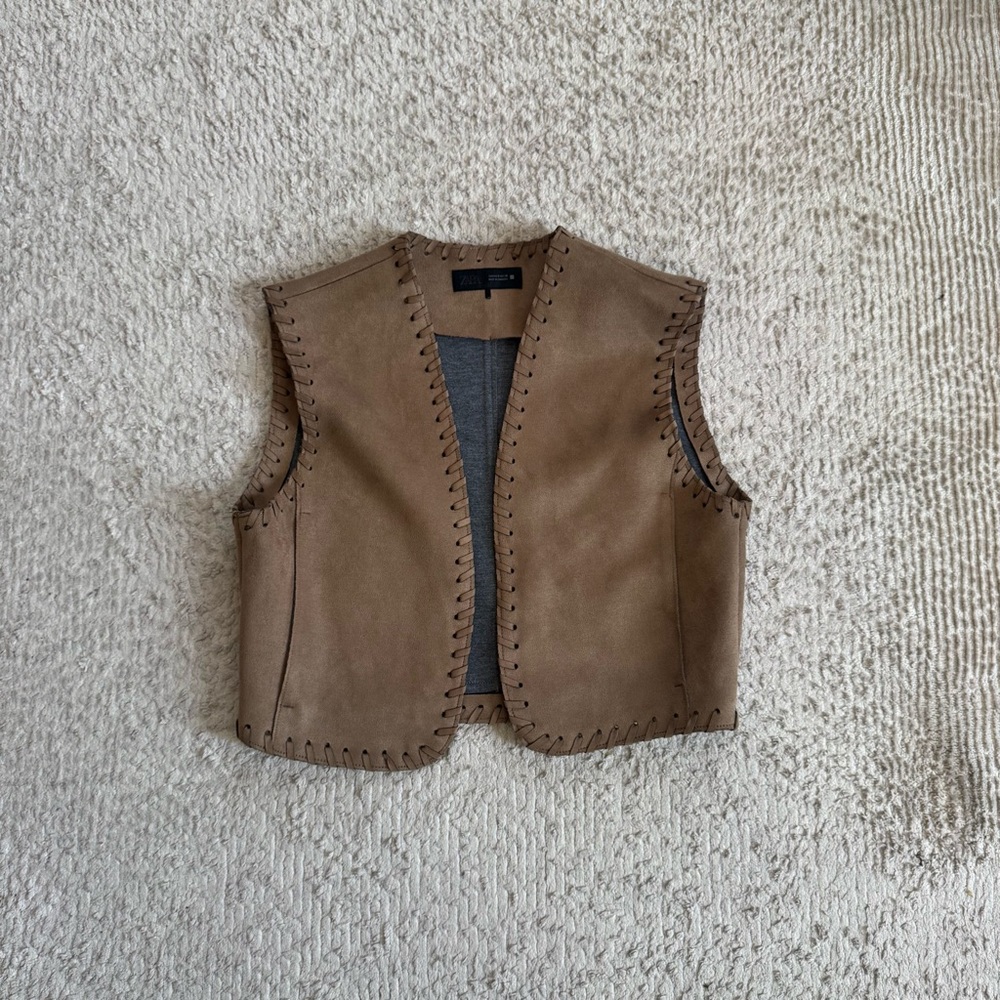 Zara Women’s Tan Faux Suede Vest